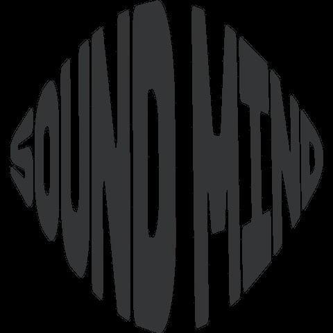 Sound wave visualization with vertical bars forming a circular waveform pattern in dark gray